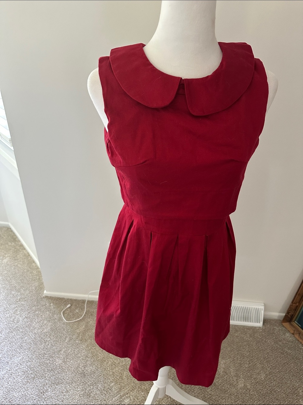 ezra Red Mini Dress with Peter Pan Collar